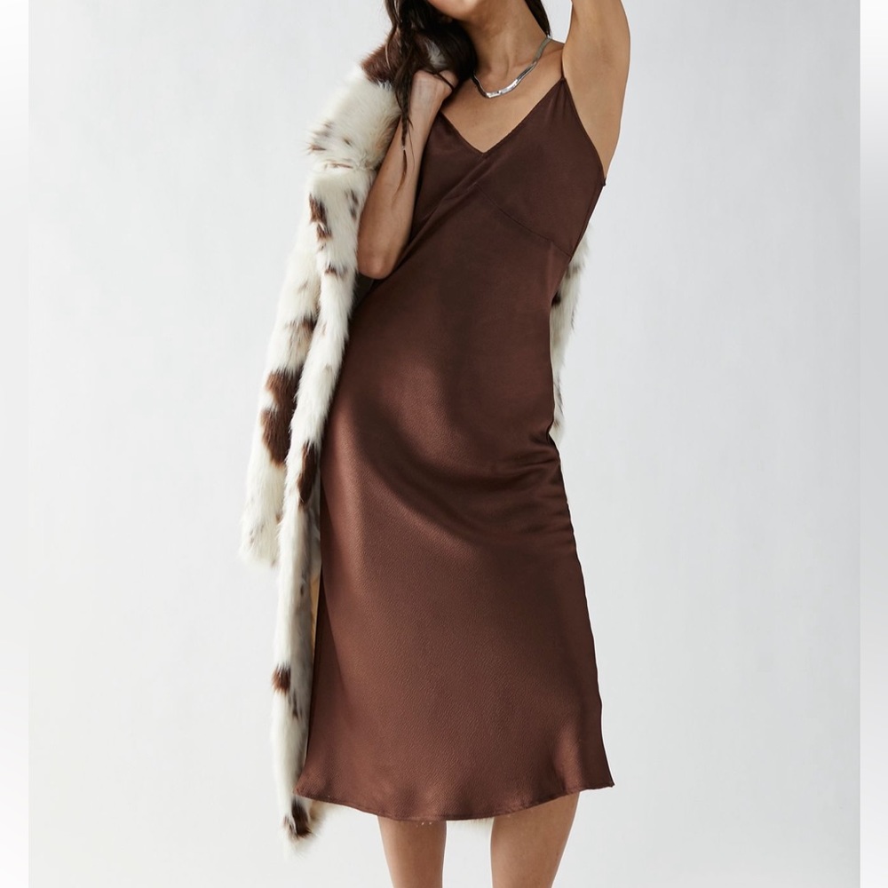 Free People Simply Biased Slip in Chocolate